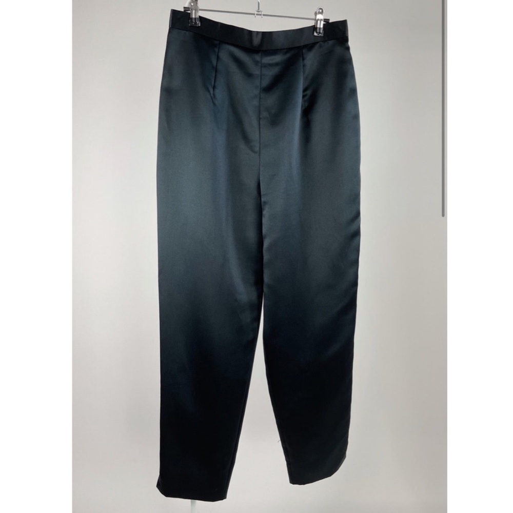 90s black satin tapered pant, high waisted, vintage